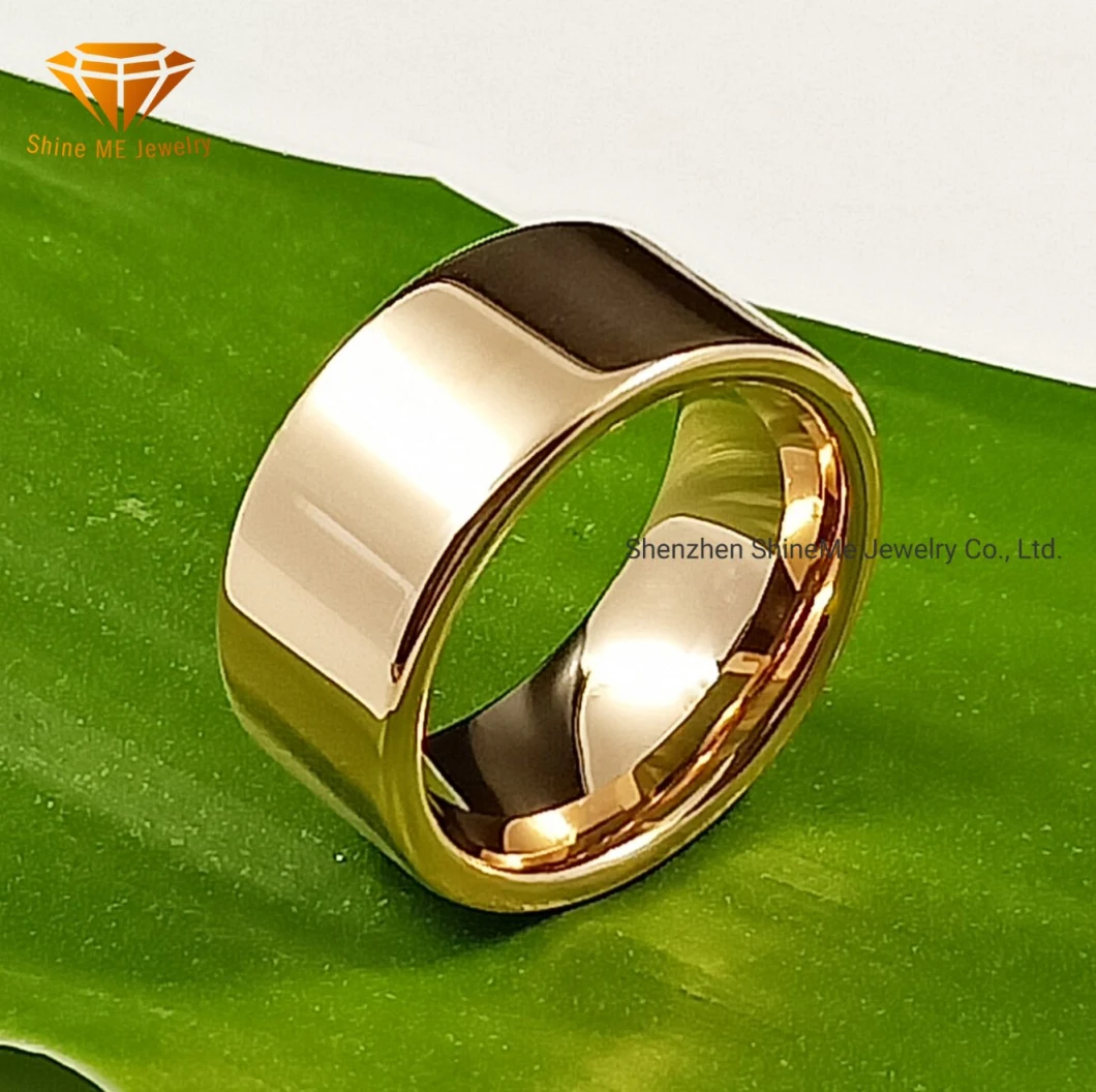 Fashion Jewelry Top Quality Body Jewelry 10mm Width 18K Rose Gold Polished Tungsten Carbide Rings Tst2022