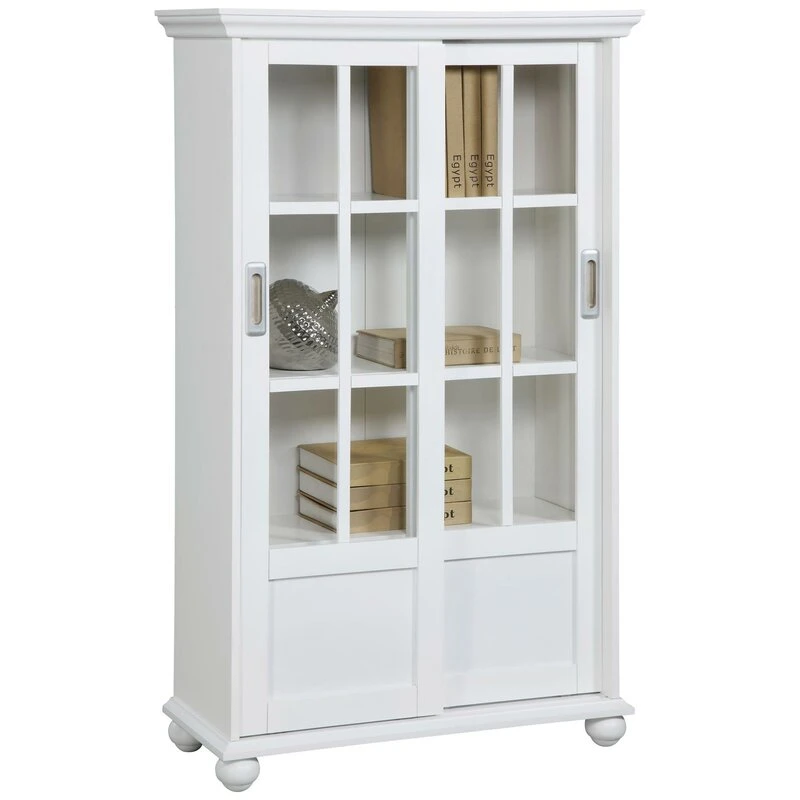 Home Furniture High Quality UV Painting Wood Office Standard Bookcase Shelf with Glass Door