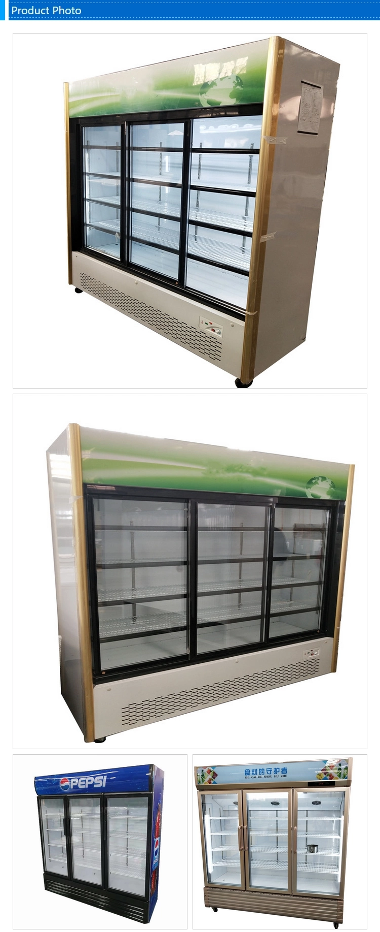 3 Glass Doors Upright Cold Storage Cabinet Drinks Display Cooler Beer Showcase Refrigerator