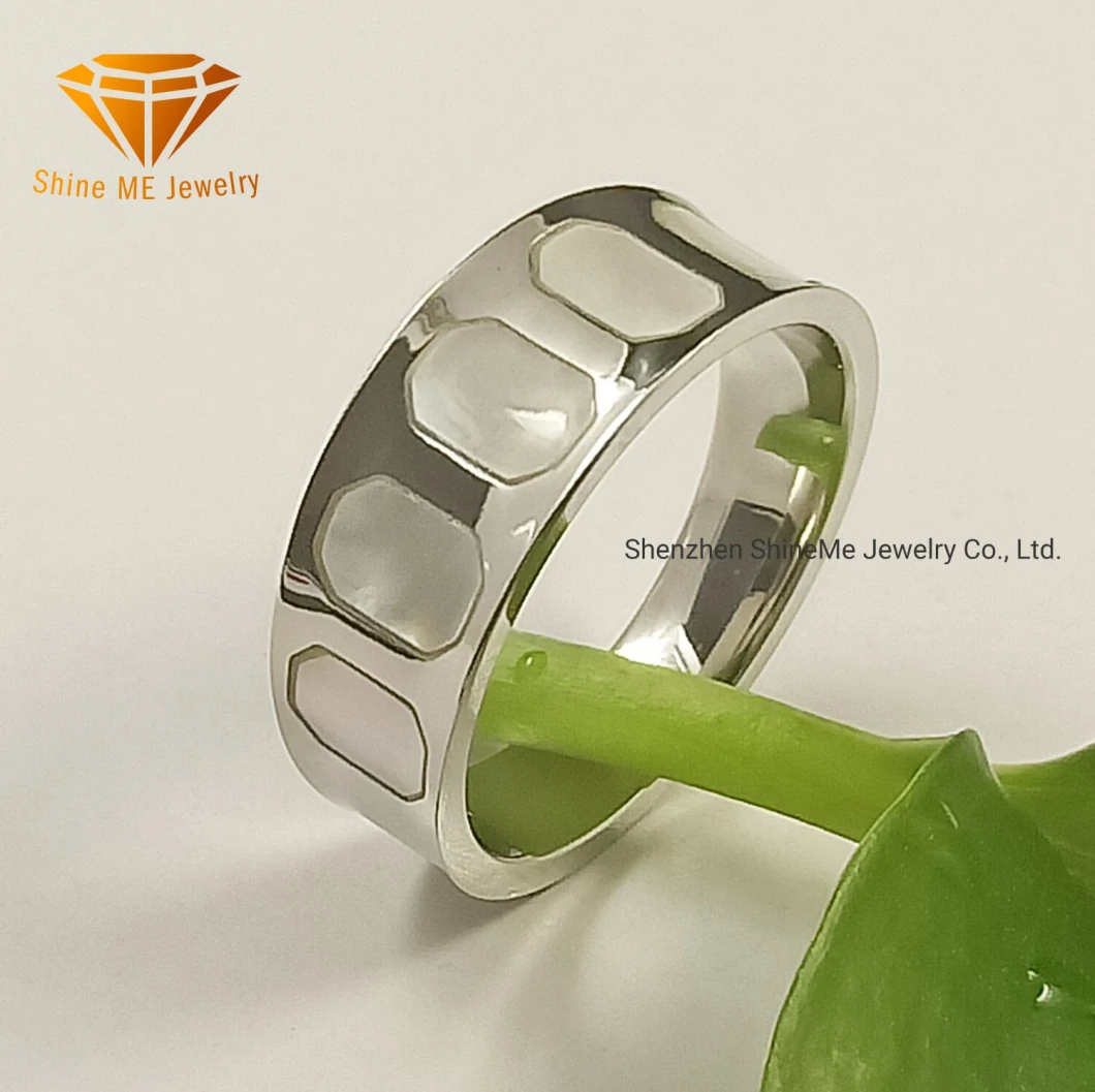 Fashion Jewelry Stainless Steel Jewelry Inlay Shell Jewelry Ring for Men  and Women SSR2077