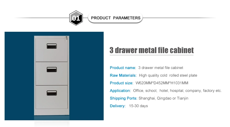 Chinese Manufacturer 3 Drawer Metal File Cabinet / Vertical Storage Cabinets