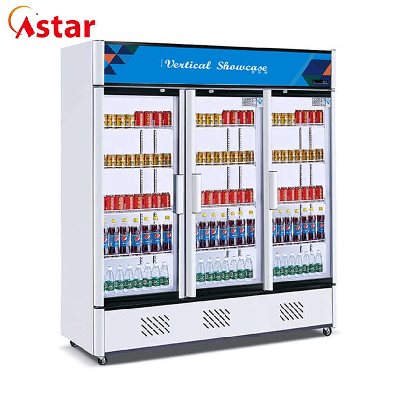Astar Commercial Appliance Double Layers Hollow Glass Door Beverage Showcase
