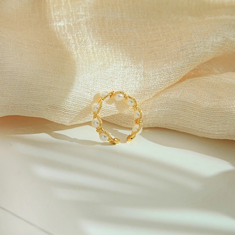 Custom Creative Simple Imitation Jewelry Pearl Alloy Ring