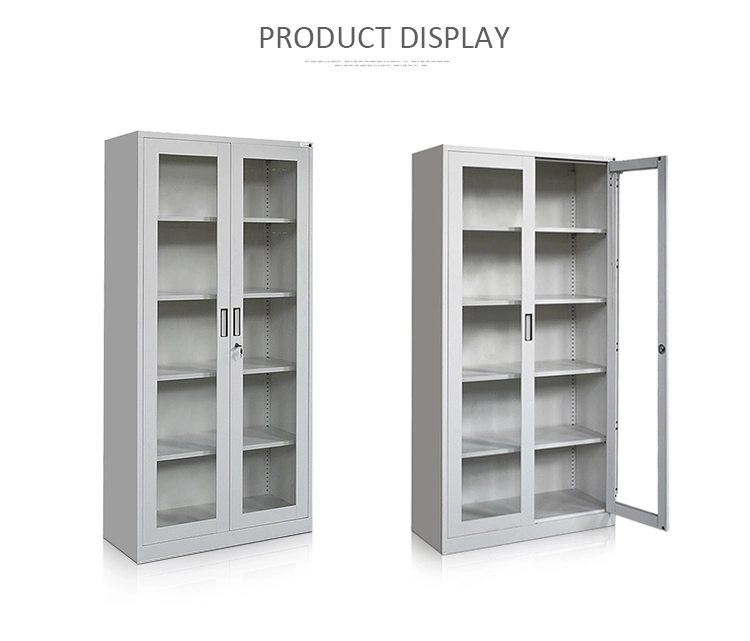 Modern Furniture Design Fire Resistant Cabinet 2 Glass Door 4 Shelves Medical Cabinet
