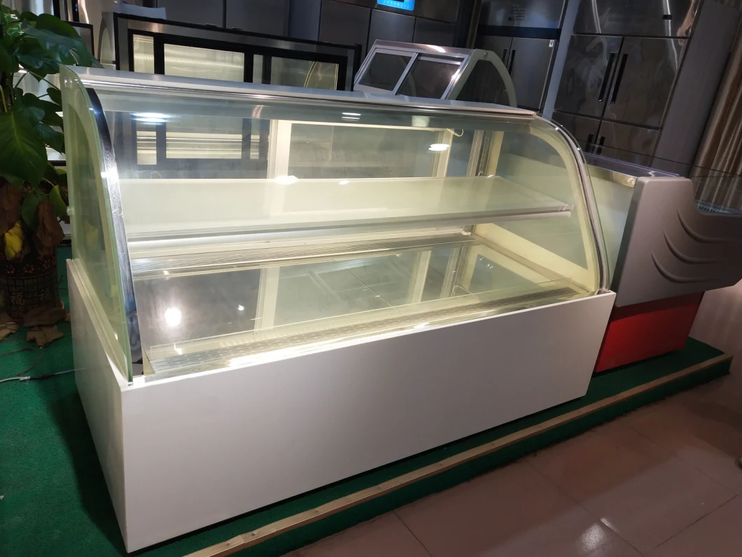 Factory OEM Fan Cooling Curved Glass Display Cake Showcase Refrigerator