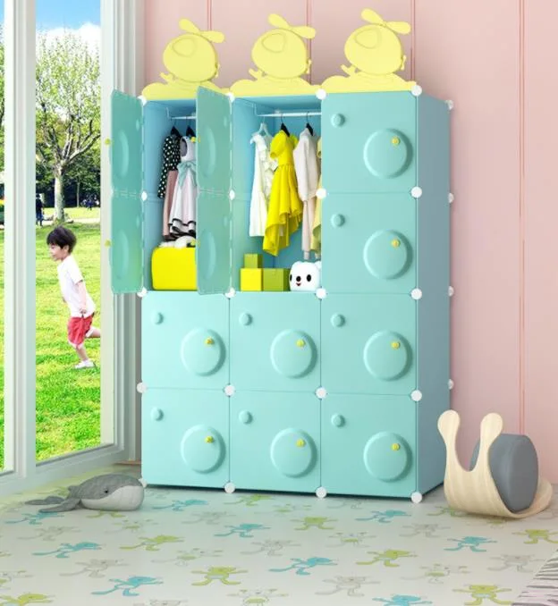 Easy to Assemble Three-Dimensional Storage Cabinets Cute Children's Wardrobe