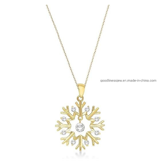 Fashion Jewelry 925 Sterling Silver or Brass Jewelry Christmas Jewelry Snowflake Pendant for Women