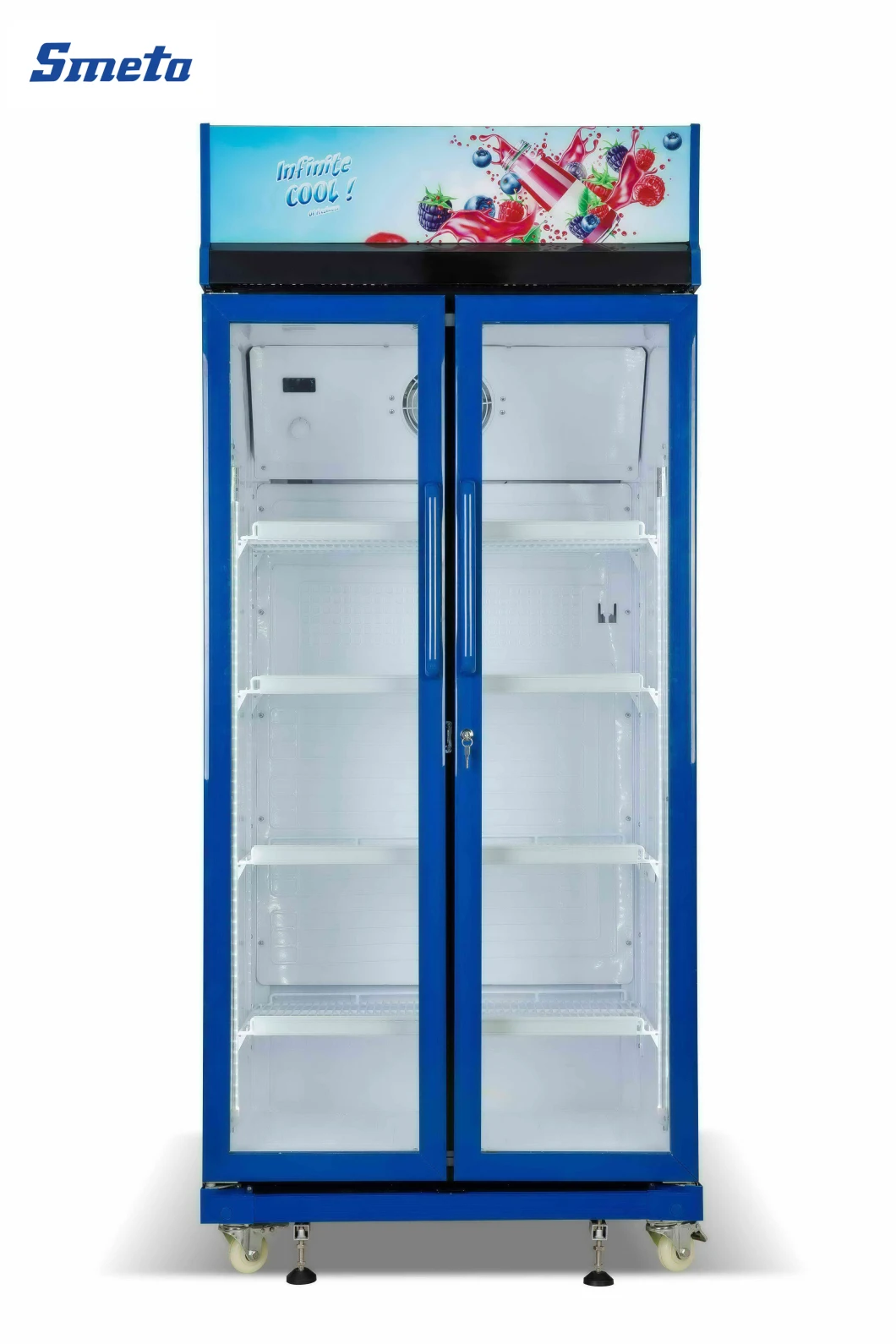 Smeta 560L Double Glass Door No Frost Upright Showcase Cooler