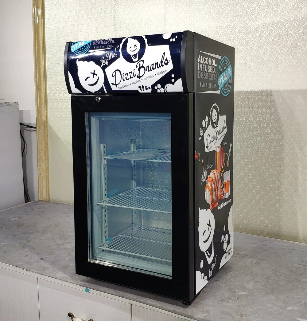 Commercial Glass Door Countertop Ice Cream Display Showcase Freezer