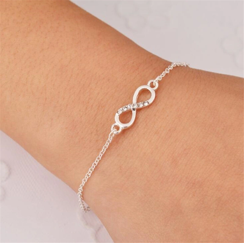 Custom Fashion Jewelry 2021 Simple Design Bracelet for Girls, 18K Gold Plated Jewelry Infinity Love Bracelet