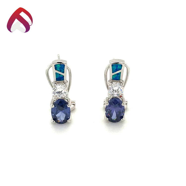 Creative Design Tanzanite Gemstone Earring Jewelry 925 Silver Blue Opal Jewelry