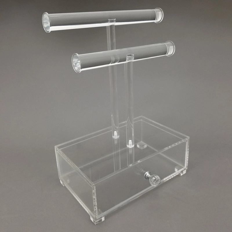 Custom Clear Lucite Acrylic Display Stand Rack with Drawer for Jewelry, Bracelet, Necklace