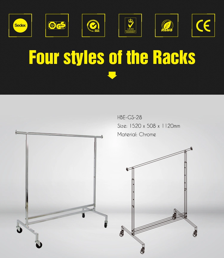 Retail Commercial Metal Chrome Clothing Display Rack