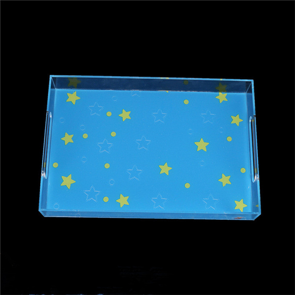 Square Clear Acrylic Serving Tray, Cosmetic Jewelry Display Tray