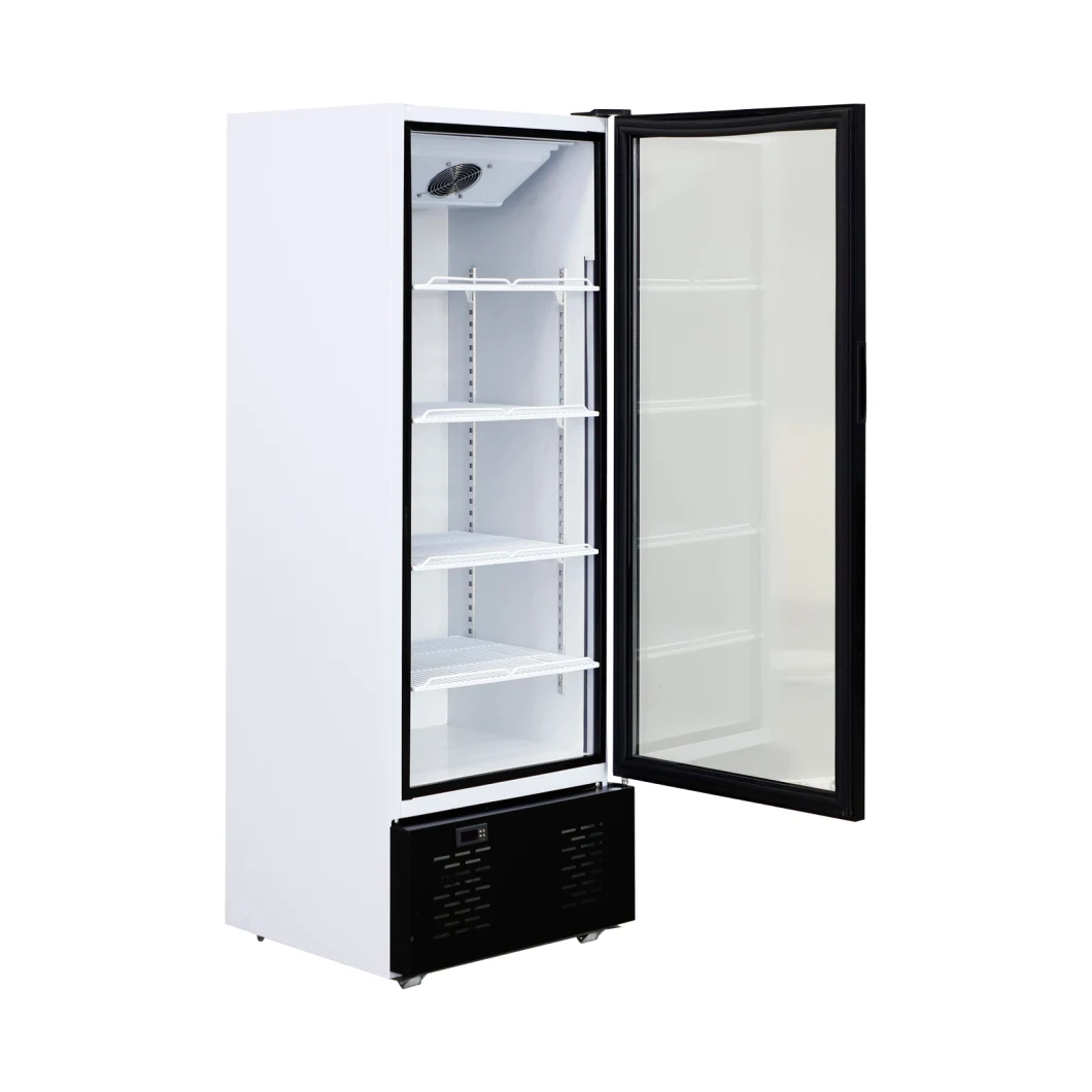 383L Direct Cooling Reach in Commercial Display Refrigerator Swing Single Glass Door Display Showcase