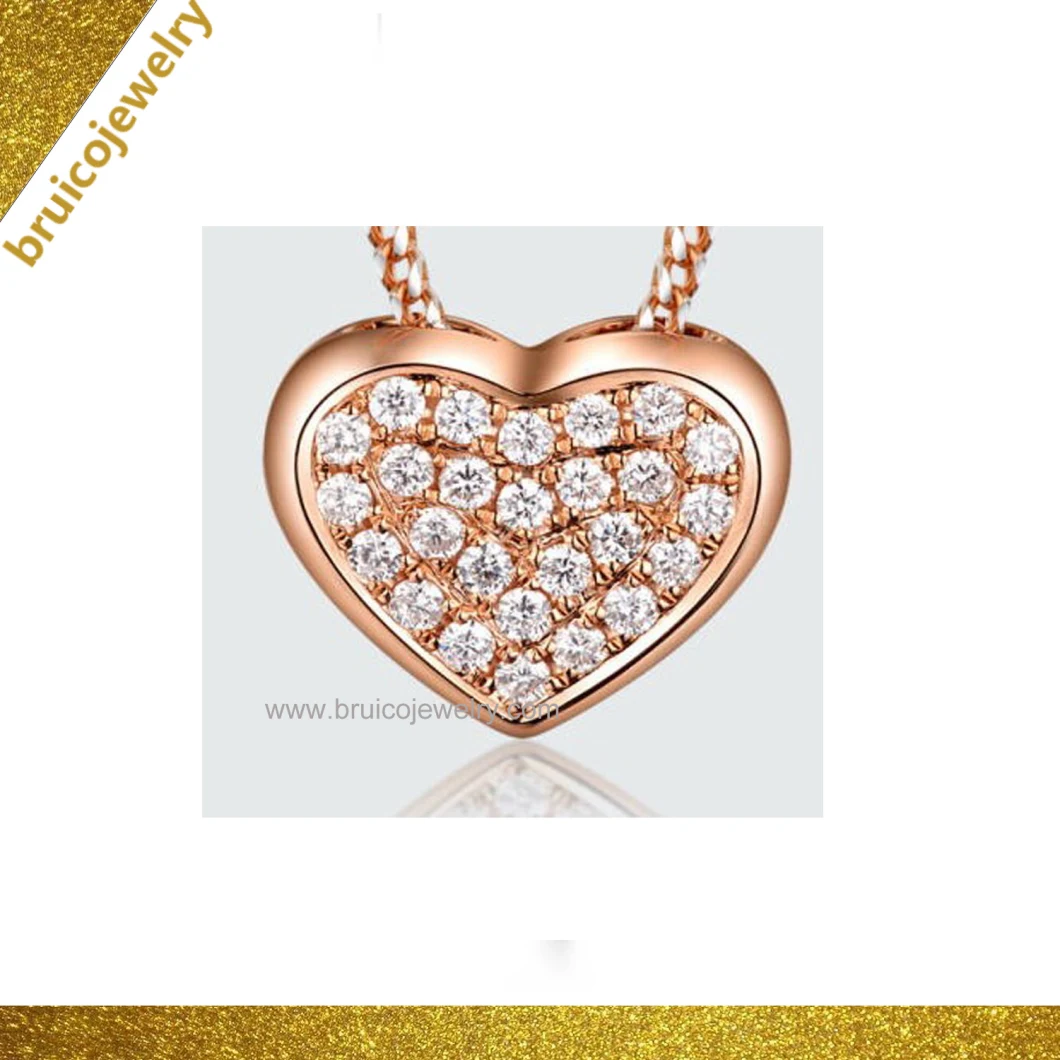 Silver Heart Floating Pave Jewelry Pendant for Women