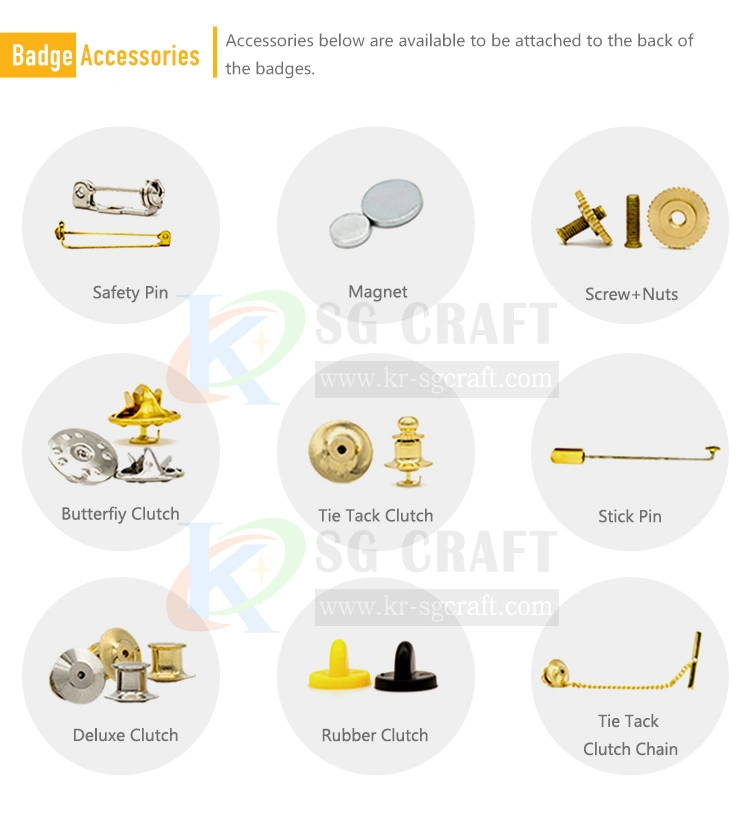 Badge Manufacturer Custom Gold Silver Metal Badge with Metal Accessories No Minimum Order