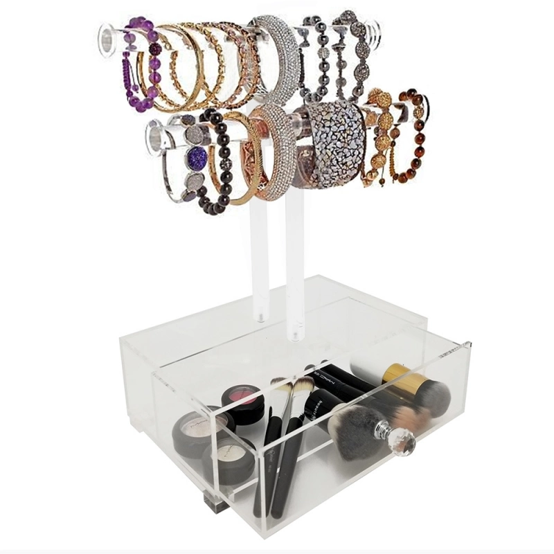 Custom Clear Lucite Acrylic Display Stand Rack with Drawer for Jewelry, Bracelet, Necklace