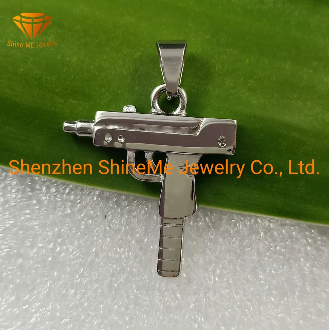 Fashion Jewelry Stainless Steel Jewelry Silver Jewelry Gun Shape Charm Necklace Pendant Spt7220