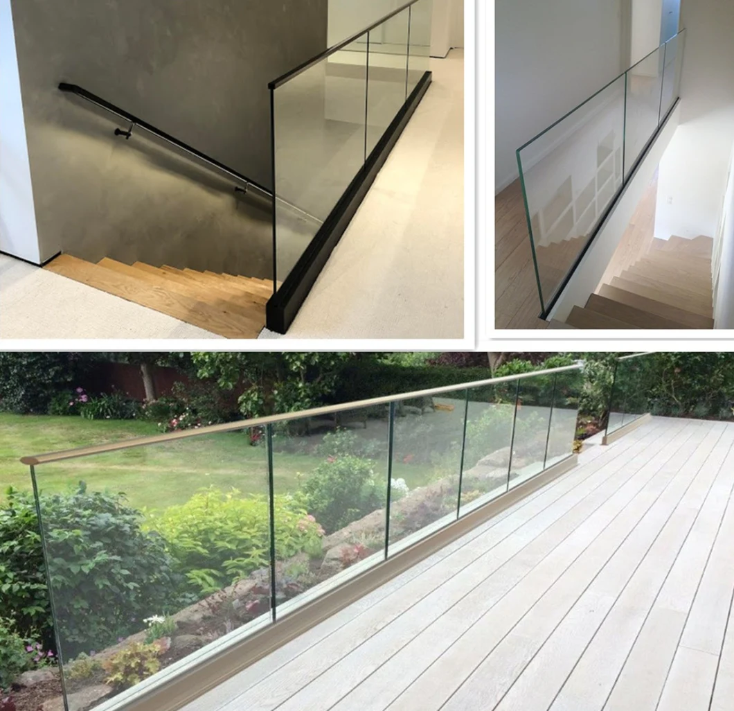 Glass Balustrade with Aluminum Base Channel/U Channel Glass Balustrade/Aluminum Channel