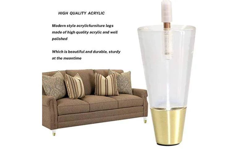 Acrylic Furniture Legs Clear Glass Decor Replacement Sofa Feet for Table Coffee Tables Buffets Cabinet Bed