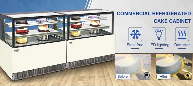 Supermarket Single-Temperature Glass Cake Salad Freezer Display Cabinet