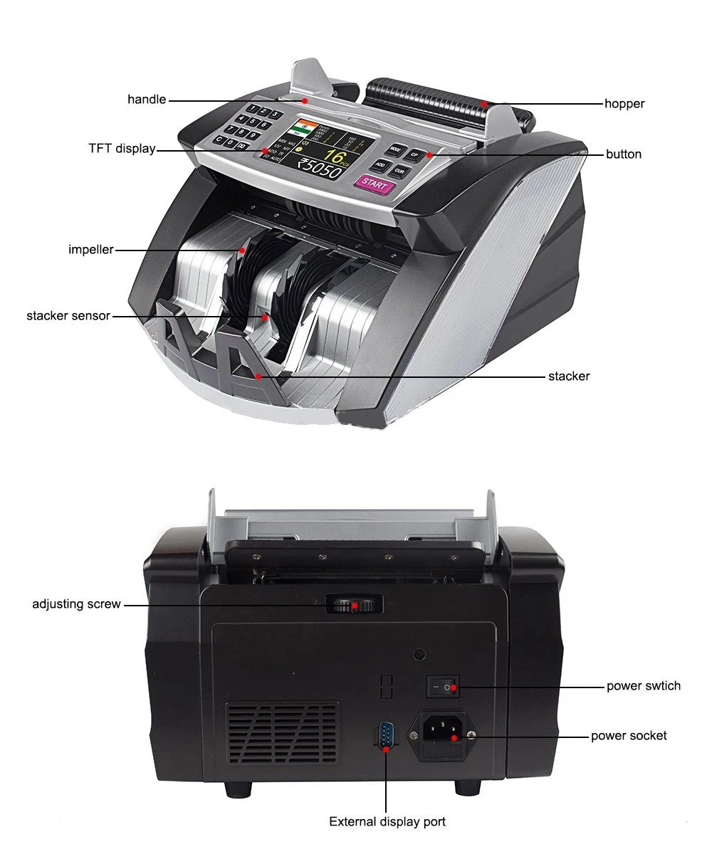 Counter Top Currency Note Bill Cash Banknote Counter Detector Counting Machine