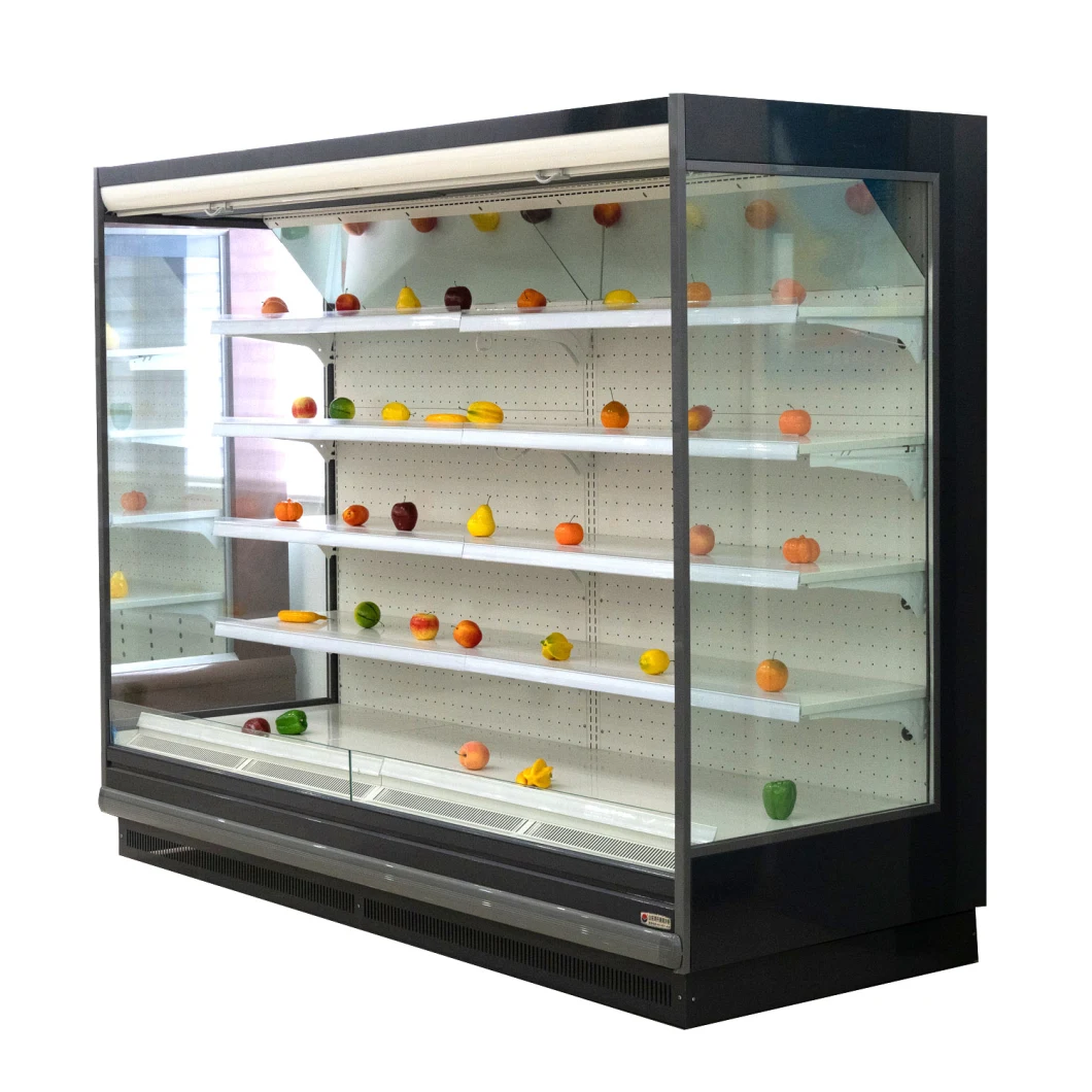 Double Glass Door Supermarket Showcase Refrigerator for Vegetable, Meat, Milk
