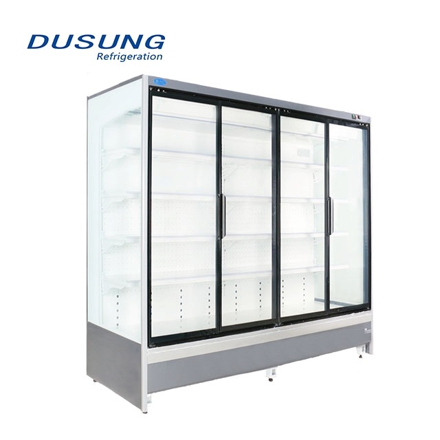 Supermarket Vertical Glass Door Refrigerator Display Showcase Glass Door Chiller
