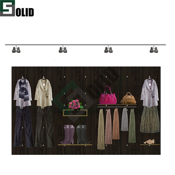 Wall Mounted Metal/Wooden/Acrylic Material Display Stand for Clothing/ Shoes/ Bag Stores/Retail Shop