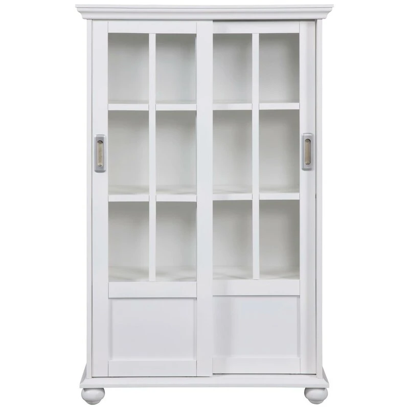 Home Furniture High Quality UV Painting Wood Office Standard Bookcase Shelf with Glass Door