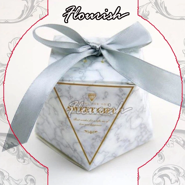 Medium Size Rectangle Gold Boarder Handmade Cardboard Marble Element Lipstick Perfume Gift Packing Box