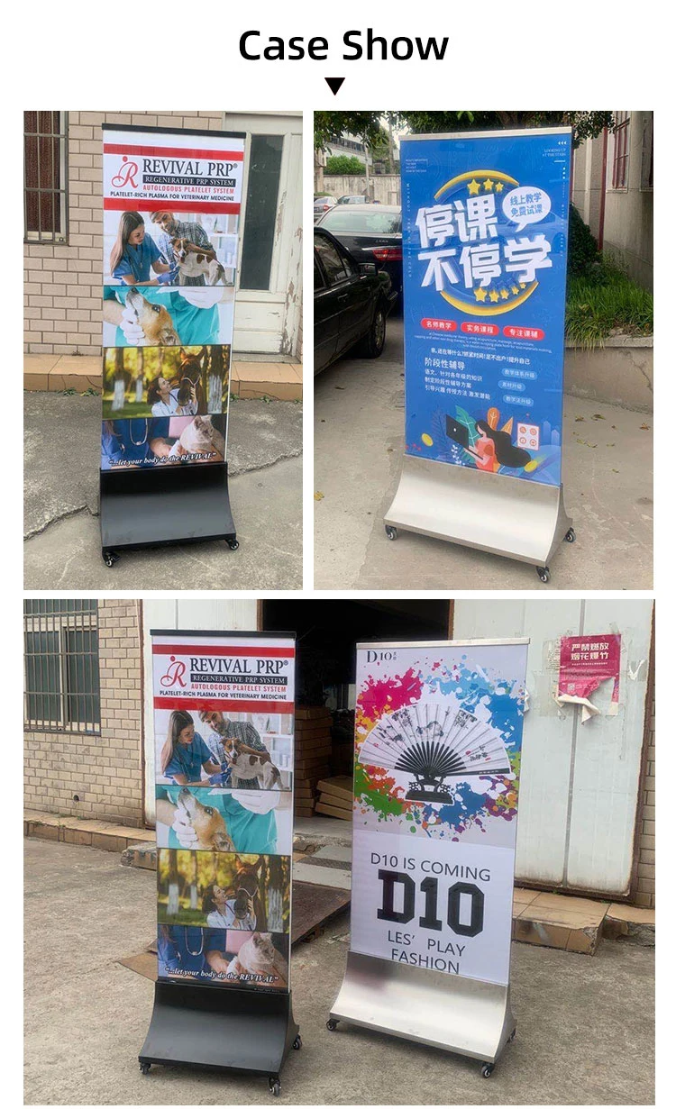 Custom Advertising Stand-up Shopping Mall Guide Card Display Frame Glass Signature Stands