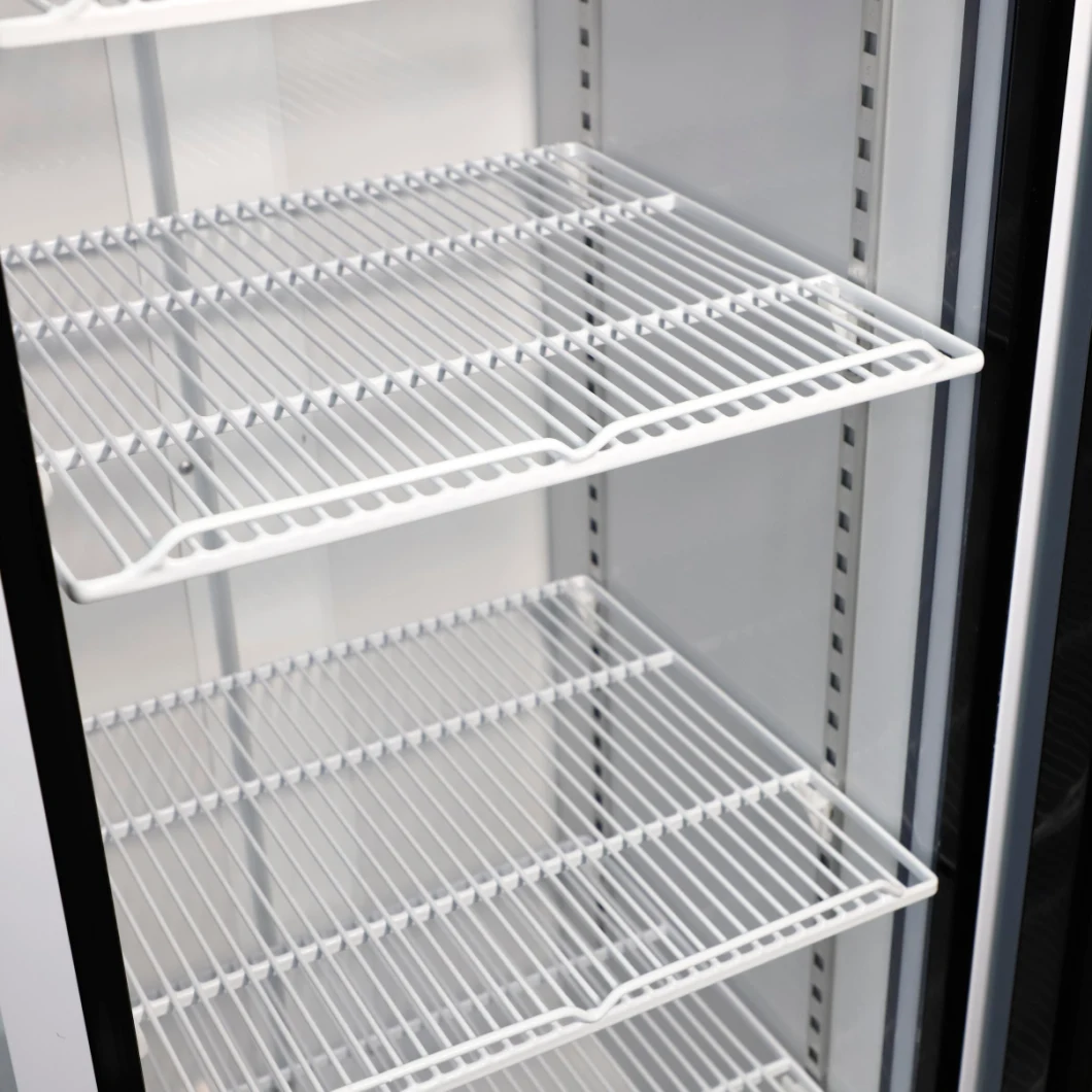 New Design 476L No Frost Single Tempered Glass Door Upright Showcase Supermarket Display Freezer Showcase