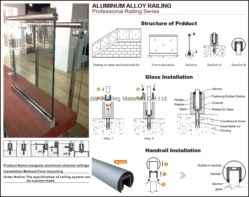 Factory Price Commercial Usage Safety Glass U Channel Balcony Railing