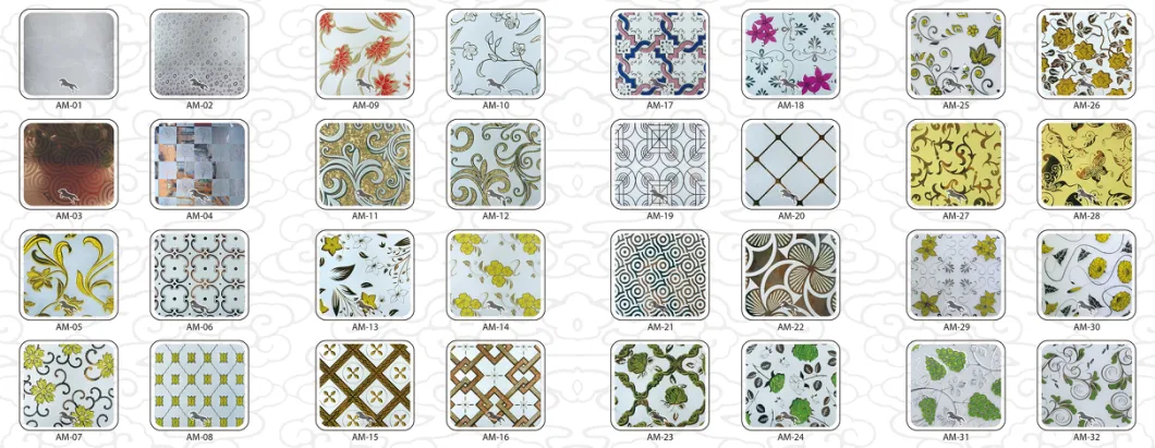 3-6mm Am-14 Decorative Acid Etched Frosted Art Architectural Glass