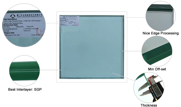 High Performance Safety Customized Sgp Laminated Glass for Building