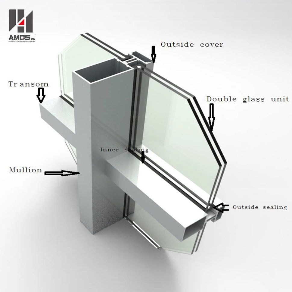 Factory Direct Sales Engineering Aluminum Frame Glass Curtain Wall Storefront/Unitized/Invisible Frame/Structure Aluminum Glass Curtain Wall|Storefront Curtain