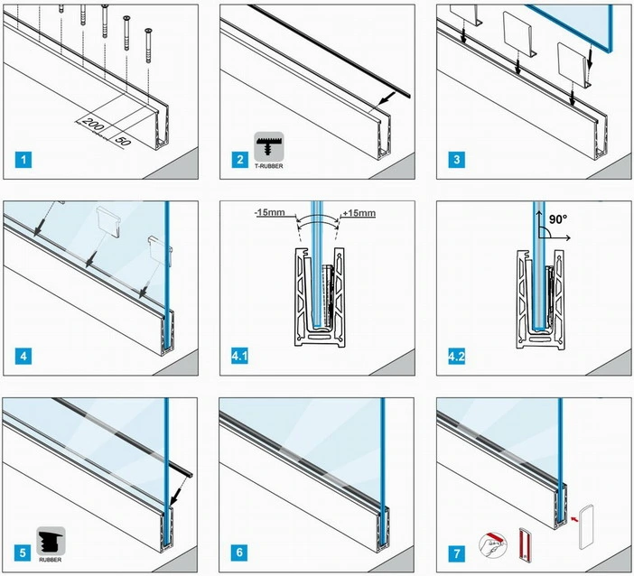 Flexible Aluminium Profile U Channel 1.5kn/Glass Balustrade/Glass Railing/Baluster