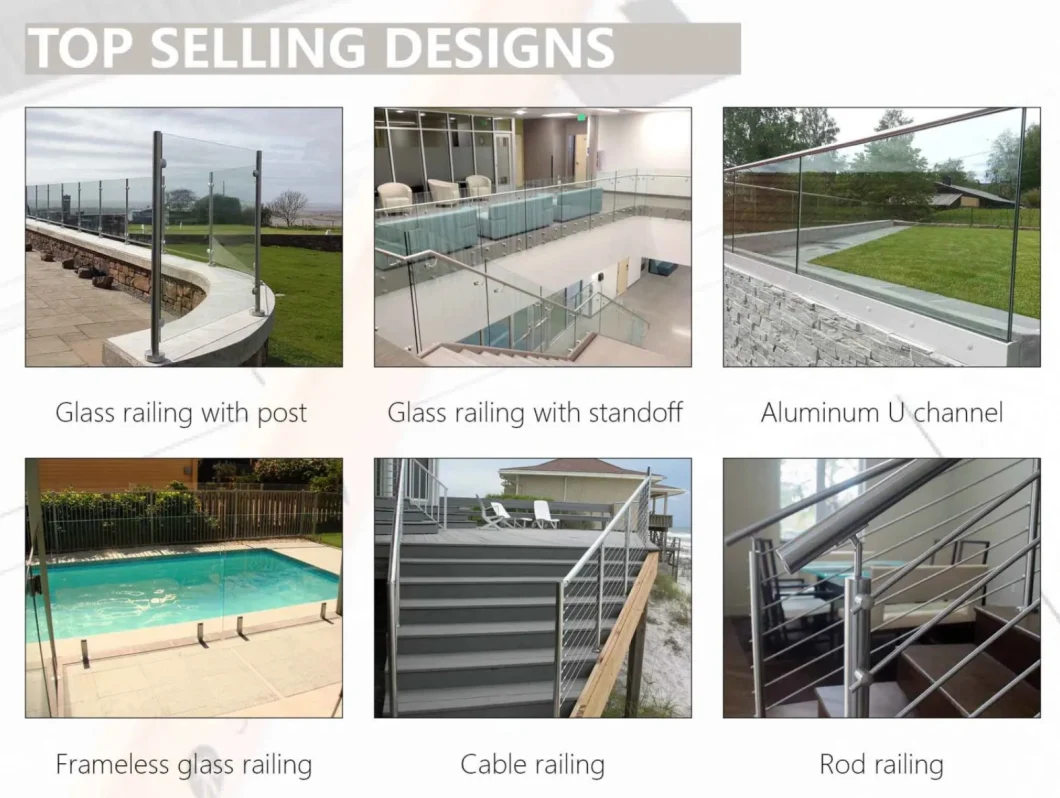Frameless Glass Railing with High-Grade Villa Stairs Side-Mounted U-Channel Glass Balustrade