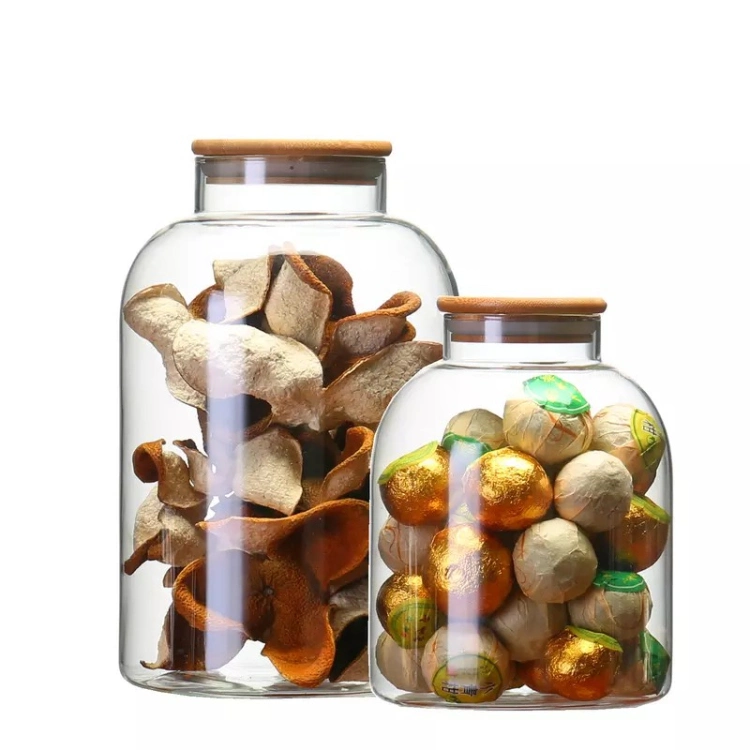 1800/3200ml Borosilicate Glass Container, Large Size Glass Storage Tank Jar with Sealed Bamboo Lid