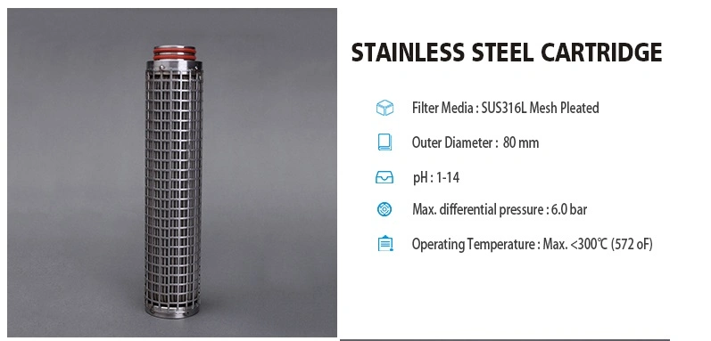 Titanium Gas Steam Liquid Sintered Powder Stainless Steel Mesh Pleated Filter Element Filter Cartridge