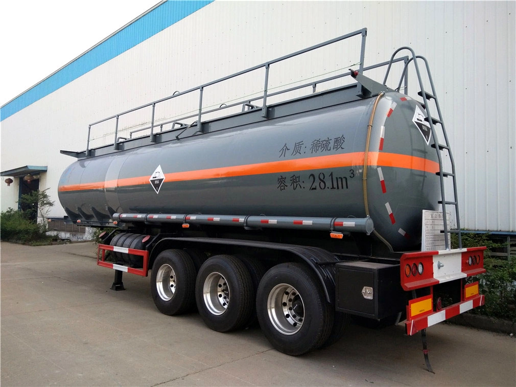 3 Axles Chemincal Liquid Semi Trailer 20cbm 22cbm Sulfuric Acid Tank Trailer Natural Gas Tank Hydrochloric Acid Tanks