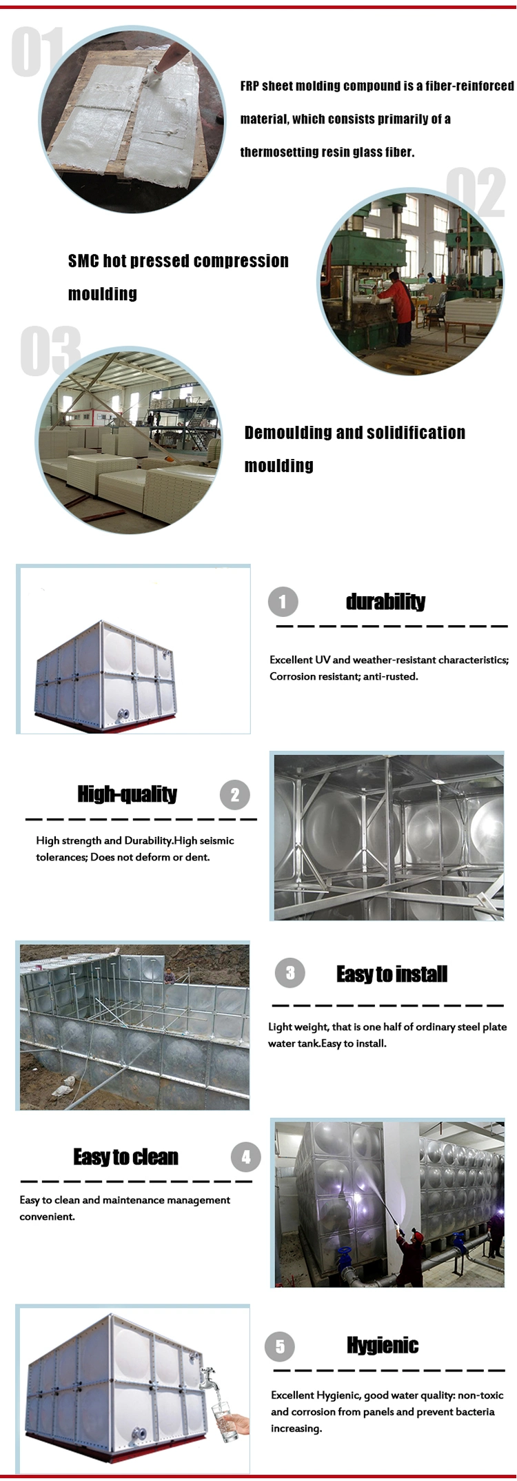 500000liter Glassfiber Reinforced Plastic FRP Water Tank