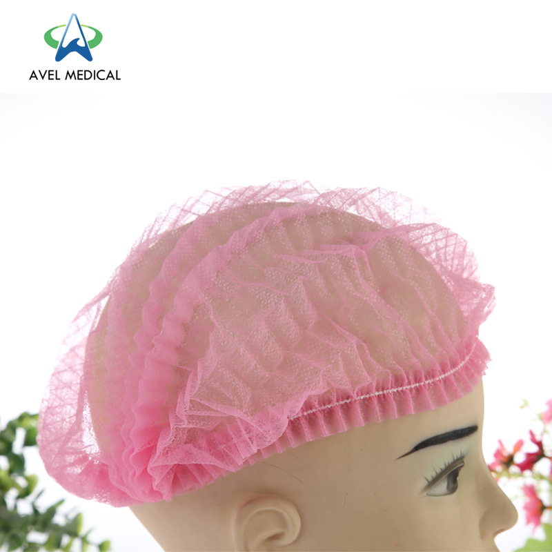 Church One Time Use Disposable PP Non Woven Strip Clip Cap Bouffant Protective Head Cover Hair Net Hat Round Mob Cap