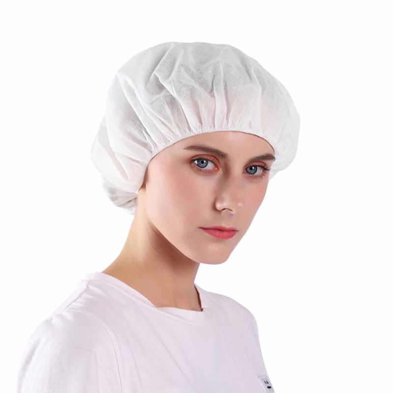 White 100 Pieces Disposable Non-Woven Clip Caps Mob Caps Hairnets Head Cover