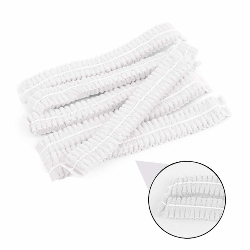 White 100 Pieces Disposable Non-Woven Clip Caps Mob Caps Hairnets Head Cover