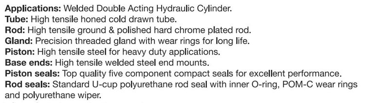 Weld Cross Tube Hydraulic Cylinder 2" Bore X 20" Stroke 3000 Psi