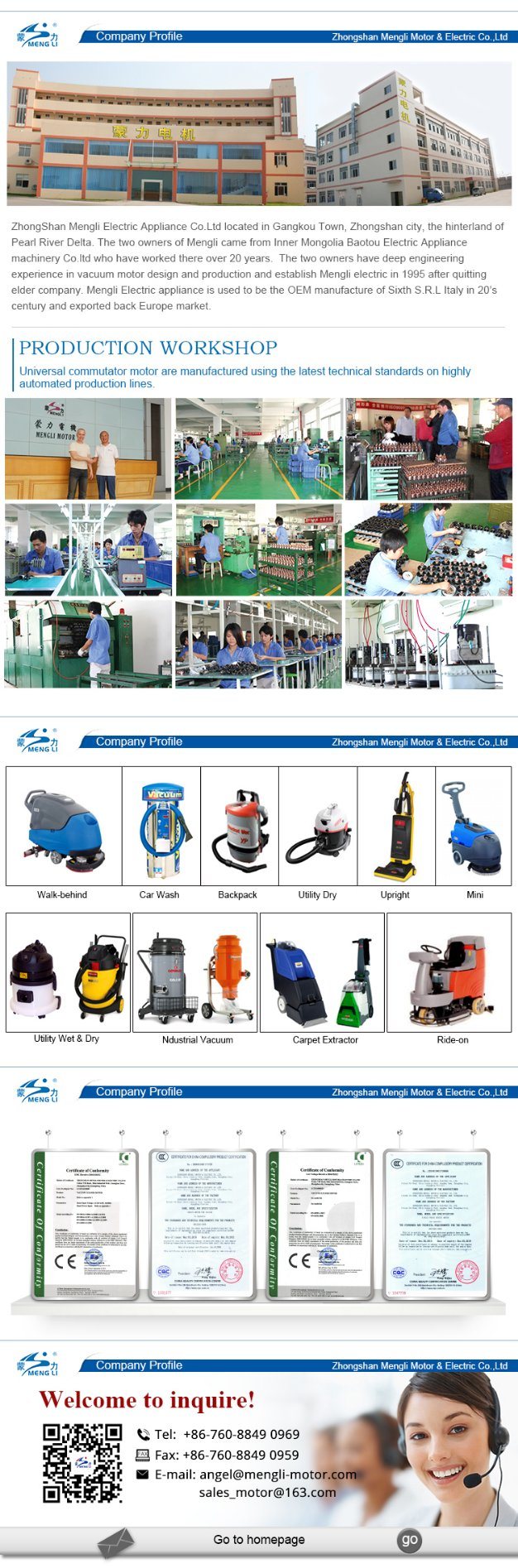 High Quality From China Supplier AC Motor Cleaner Motor