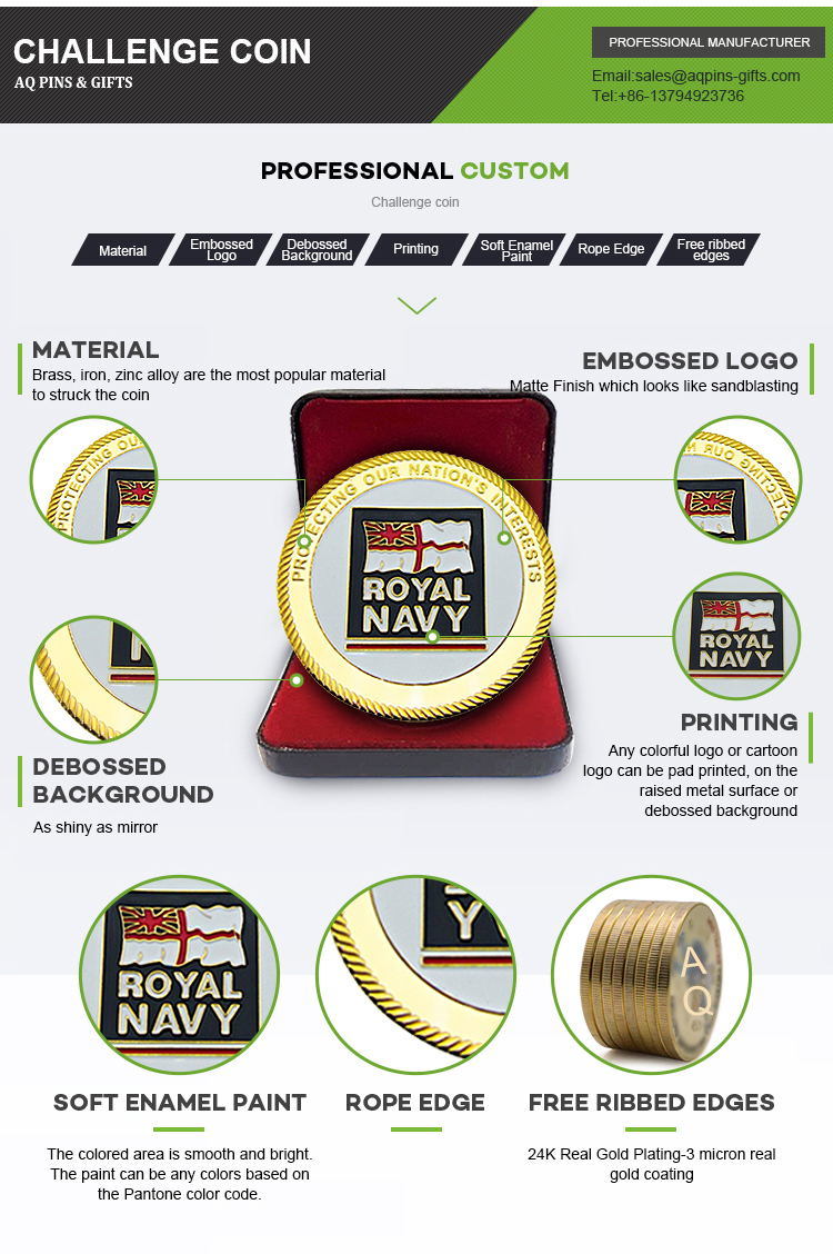 Customized Coin with Gold/Silver/Brass Plating for Reward Customized Coin with Imitation Enamel and Exclusive Box (301)